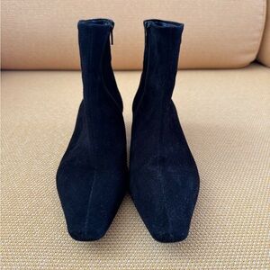 BY FAR Black Suede Ankle Boots